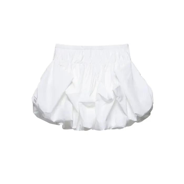 Mini jupe bulle blanche pour femmes, fermeture éclair, taille haute, Sexy, Simple, ligne a, bas, été
