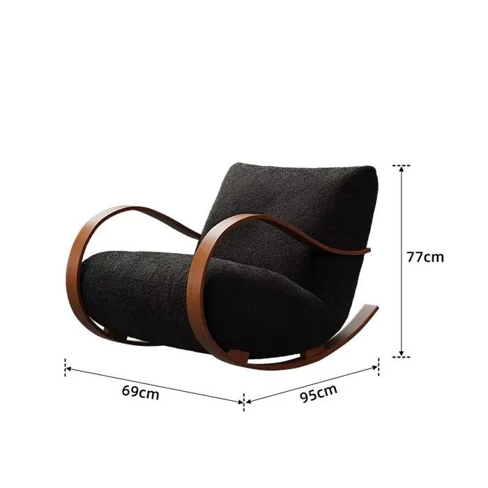Chaise de jardin et de chambre à coucher avec support dorsal, chaise à bascule en velours pour adult
