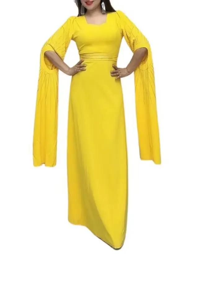 Robe de soirée musulmane pour femmes Jalabiya Abaya Ramadan robes à manches longues Abayas femme Kim