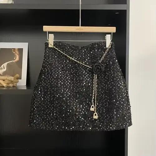Mini jupe chic française pour femme, taille haute, ligne A, floral, JOLace-up, jupes féminines avec 