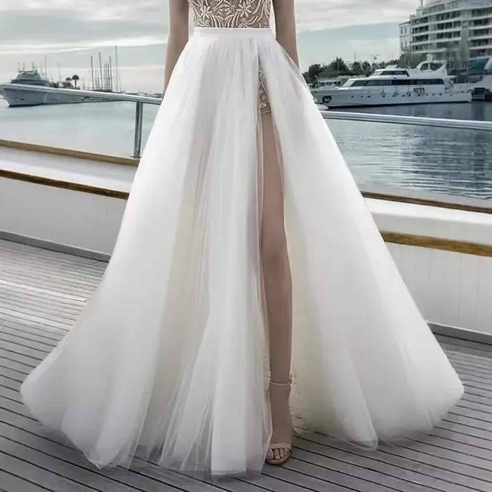 Demi-jupe longue en maille taille haute pour femmes, nouveau Style de plage, en Tulle fin et doux, j