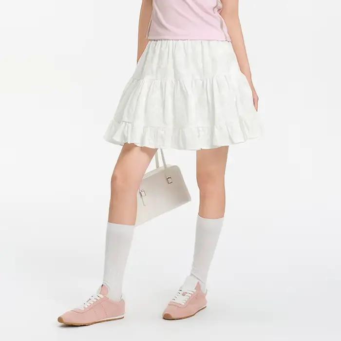 Jupe Femme Semir 2026 – Broderie, Coupe Évasée, Style Gâteau, Mignonne, Douce, Décontractée, Quotidi