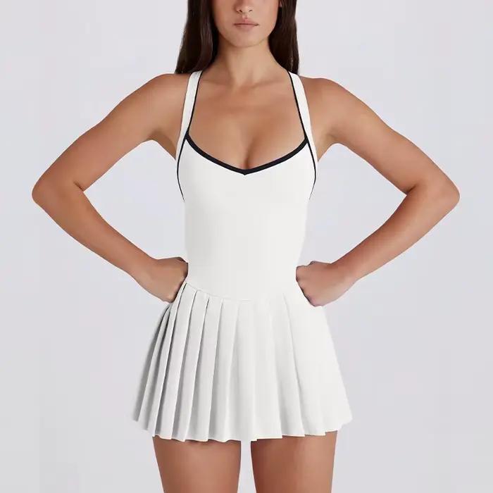 Jupe-short de course pour femme, respirante, avec pantalon intégré anti-transparence, style sportif,