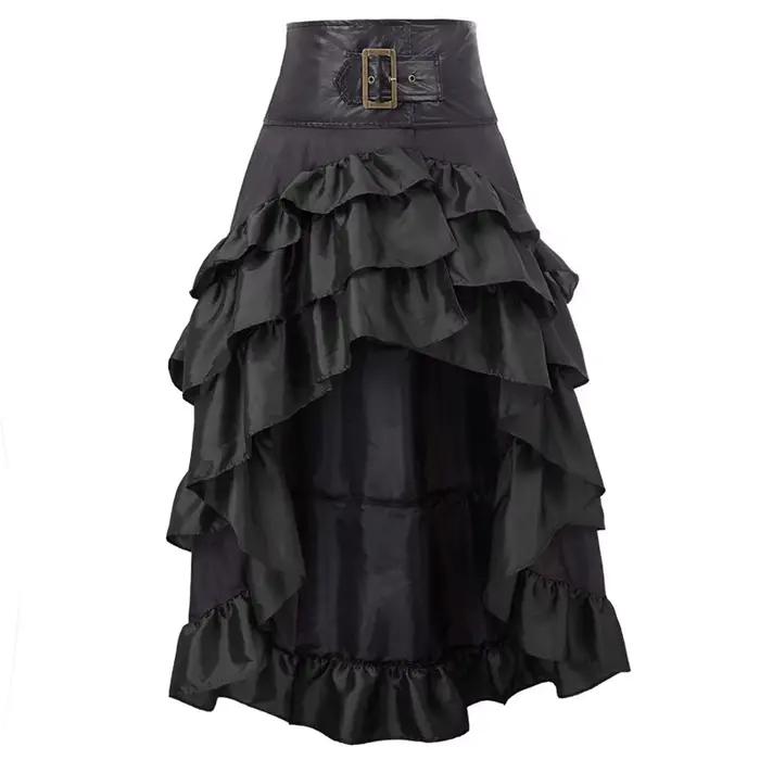 Jupes longues gothiques victoriennes asymétriques à volants pour femmes, jupe Corset, Steampunk Vint