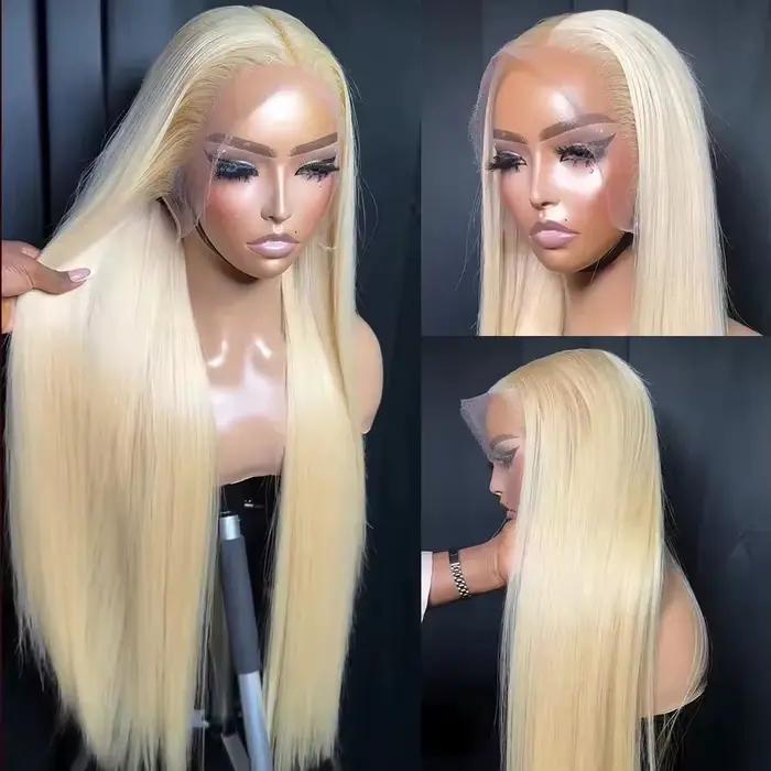 Perruque Lace Front Synthétique Longue Droite pour Femme, Blond Miel 613, Document 13tage, Préplumée