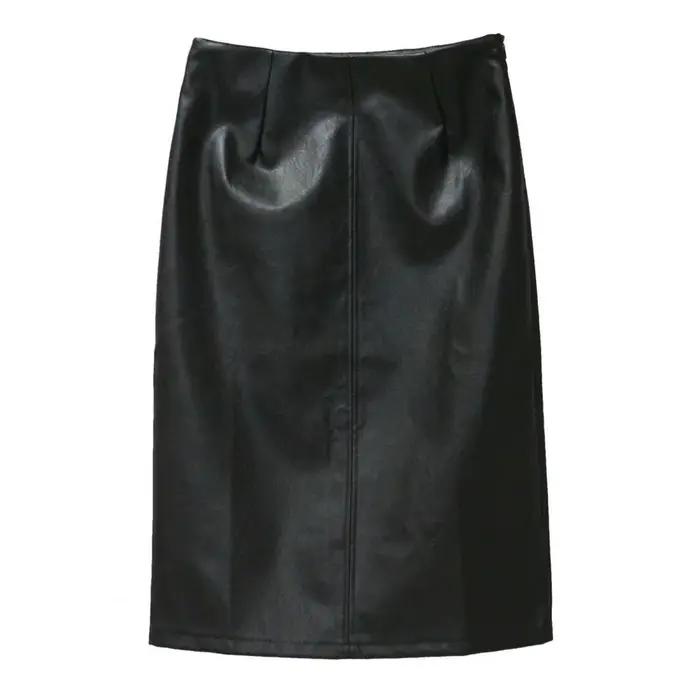 Jupe mi-longue en similicuir pour femme, taille haute, fente au dos, moulante aux hanches, sexy, pro