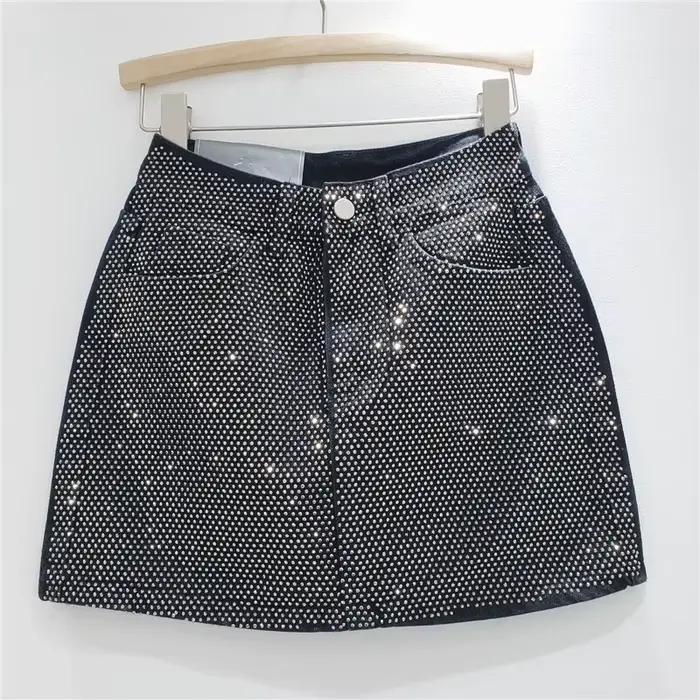 Jupes en jean pour femmes, mini-jupe vintage, taille haute, effet délavé, poches, coupe trapèze, sty
