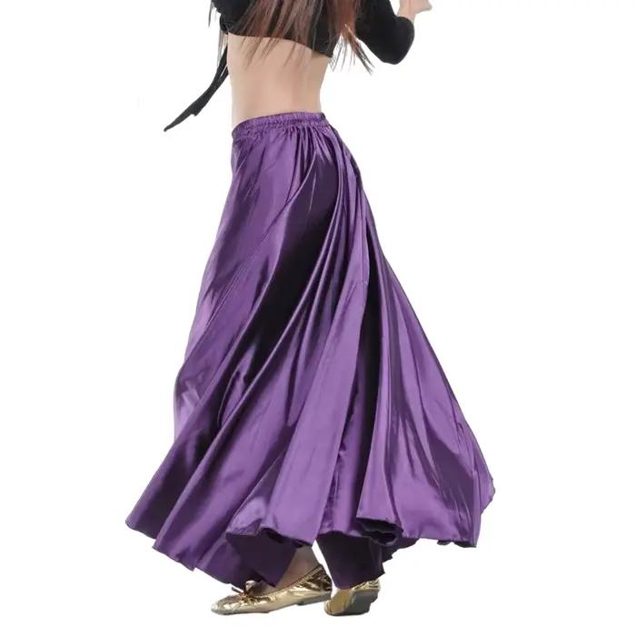 Jupe en Satin Costume de danse du ventre femmes jupes gitane danseur vêtements de pratique jupe Maxi