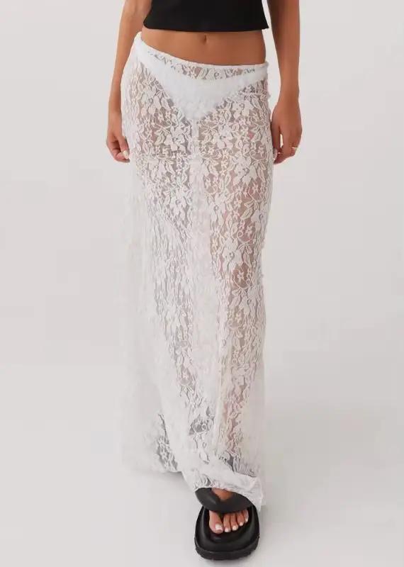 Jupes Maxi en dentelle transparente pour femmes, Sexy, style Boho, transparentes, moulantes, longues