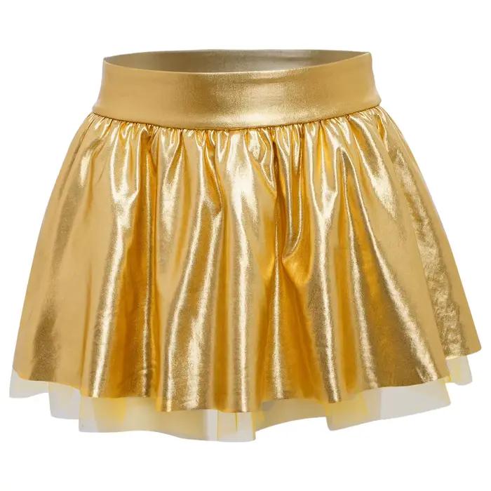 Jupe tutu métallique à taille élastique pour filles, tenue disco, costume de danse jazz, costumes de