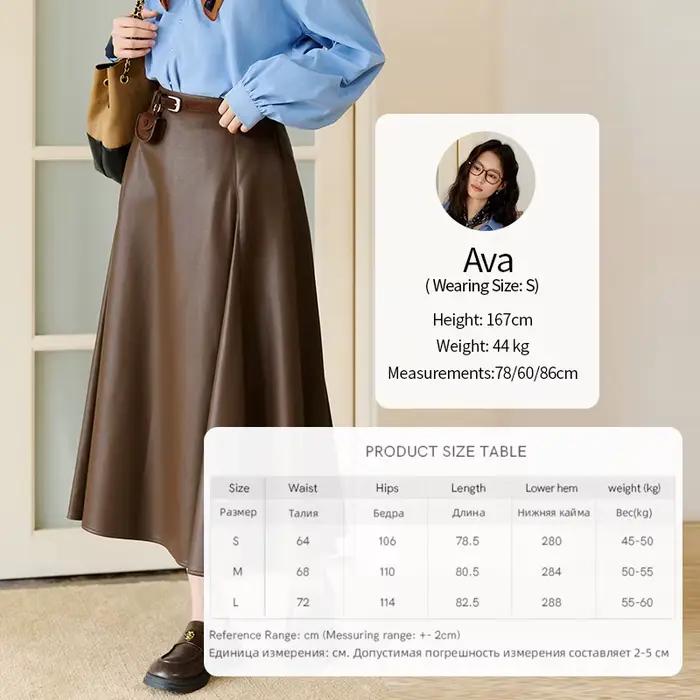 MISHOW jupe en cuir PU pour femmes 2025 automne taille haute jupe trapèze rétro café jupes polyvalen