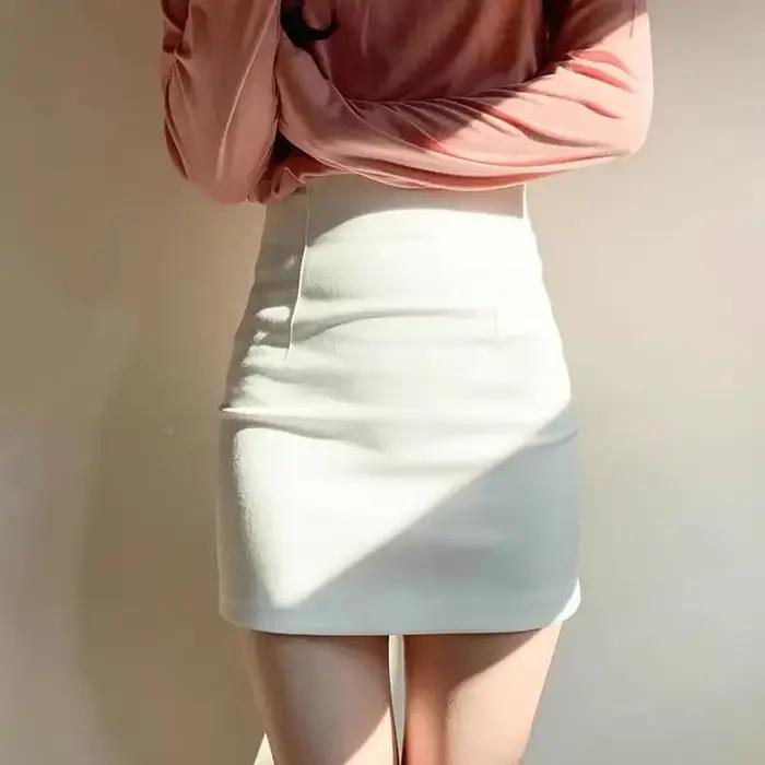 Mini jupe courte taille haute pour femme, vêtements, blanc, rond, serré, pas cher, offre esthétique,