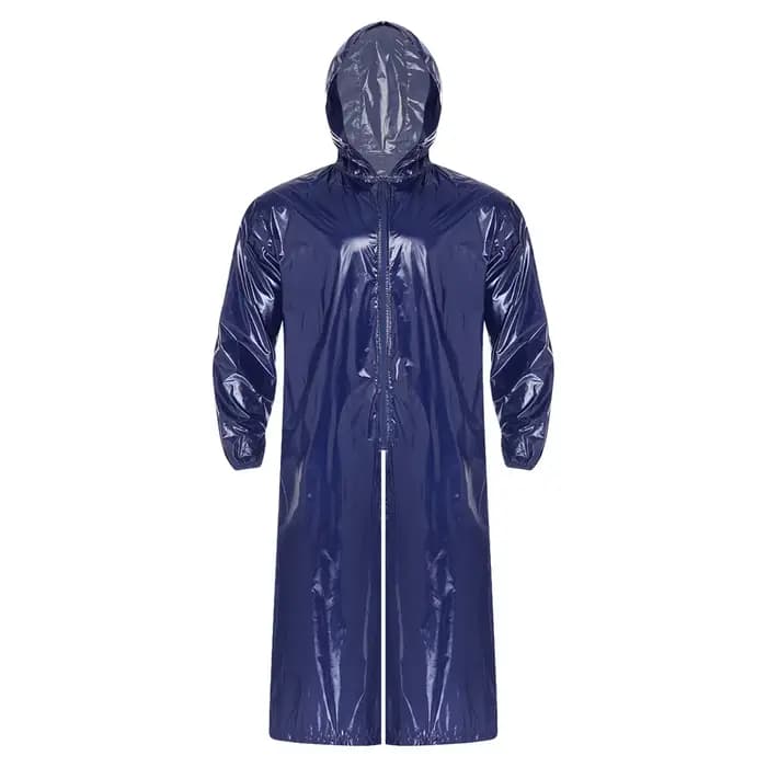 Veste longue imperméable à capuche pour homme, manches longues, fermeture éclair sur le devant, impe