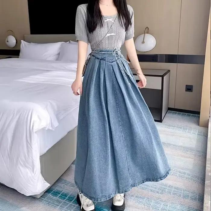 Jupe décontractée pour étudiante, jupe d'été tendance pour femme, jupe de bureau simple, jupe mi-lon