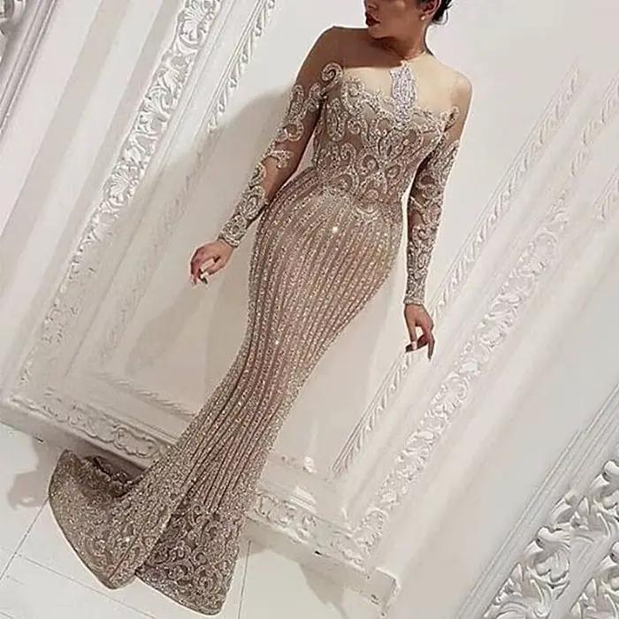 Jupe longue, taille moyenne, Style banlieue élégant, robe cintrée à paillettes dorées, nouvelle coll