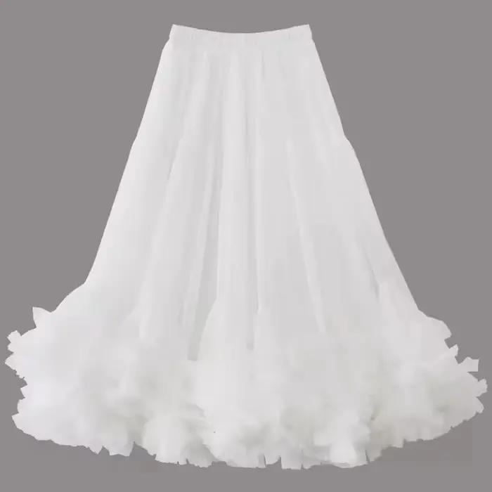 Jupe évasée oversize en maille avec volants, coupe trapèze, tutu bouffant, design élégant et polyval