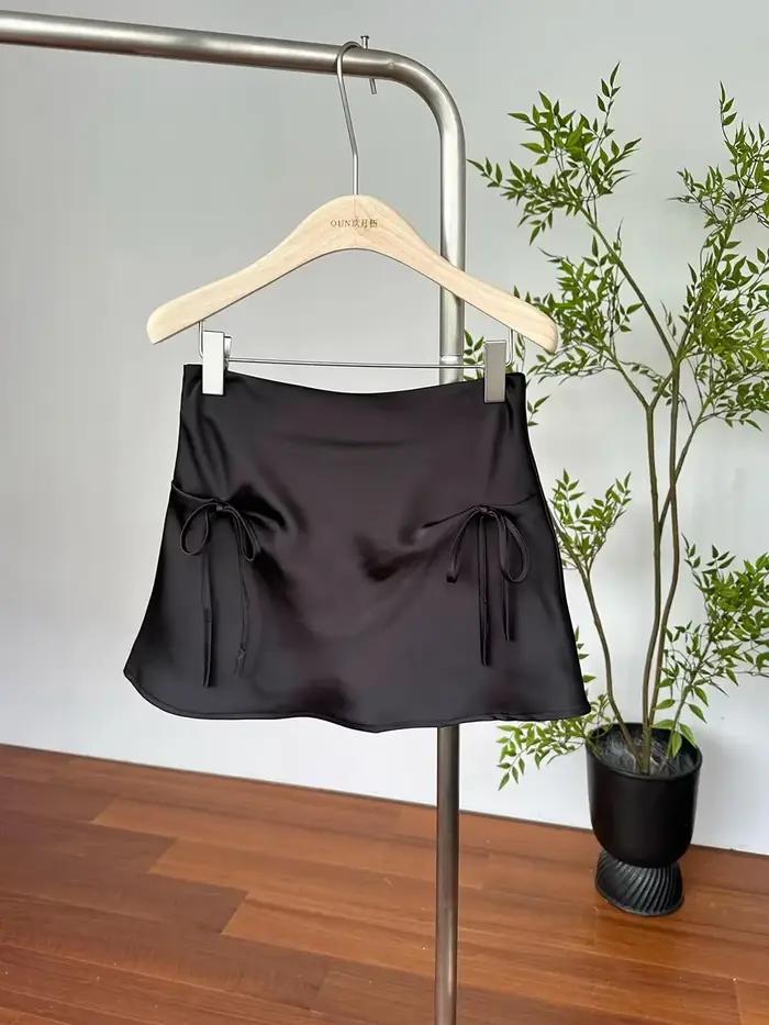 Jupe courte à nœud pour femme, nouvelle jupe amincissante taille haute d'été, jupe trapèze élégante 