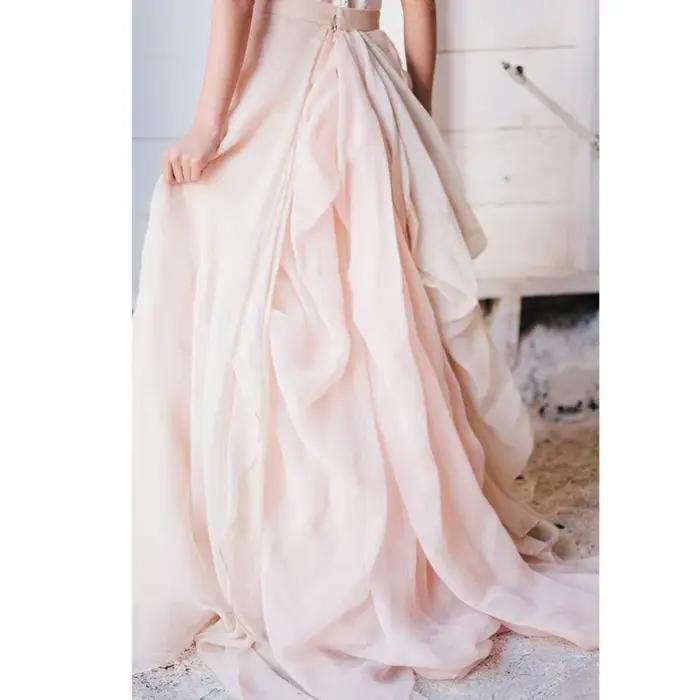 Jupe longue rose pâle pour femme, nouveau Design, Maxi, avec fermeture éclair, pour fête