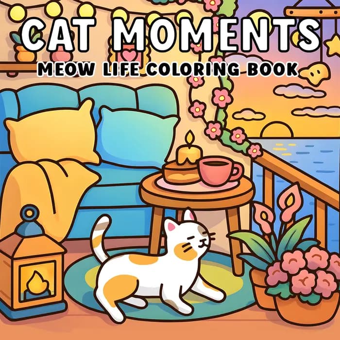 Livre de coloriage Heartwarming Cat Life - 24 pages d'amusement et de créativité |   Livre d'images 
