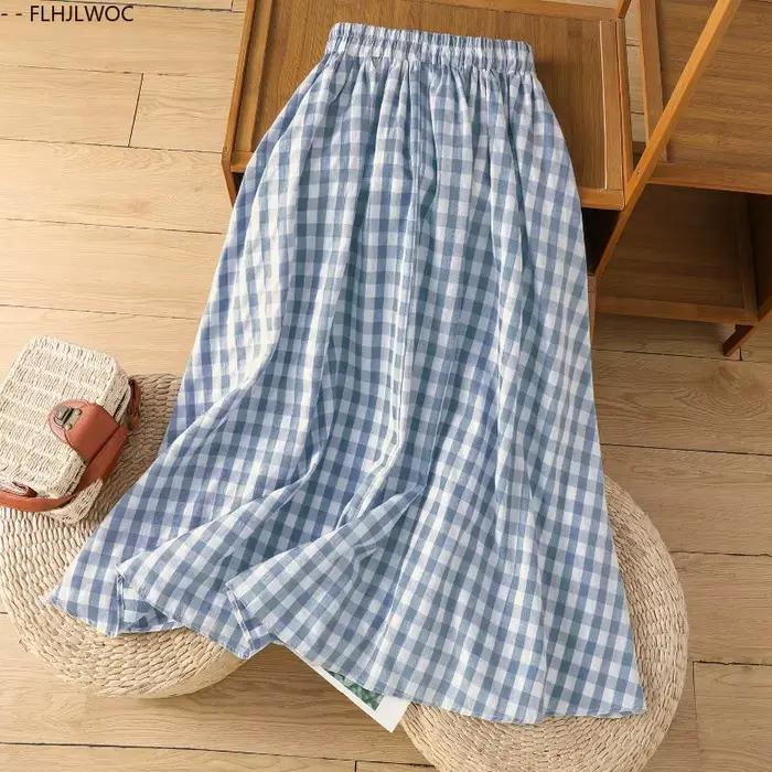 Jupes en coton et lin Art Mori Girls, style japonais mignon et doux, FLHJLWOC, jupe longue décontrac