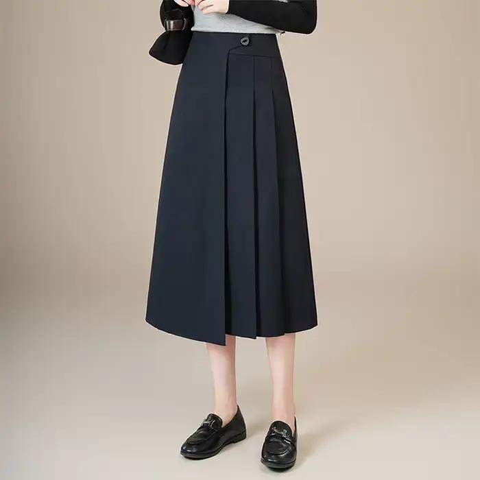 ZUZK Nouvelle jupe trapèze élégante unie pour femme, jupe moulante à taille haute tendance pour l'au
