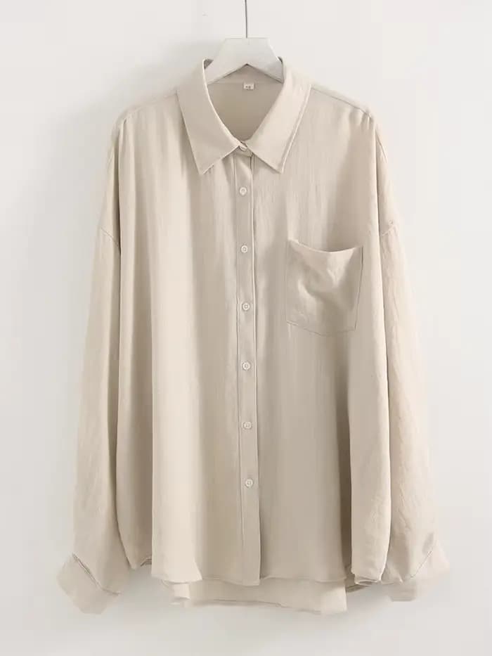 Chemises en lin bleues d'été pour femmes, hauts amples à manches longues, chemise verte pour femme, 