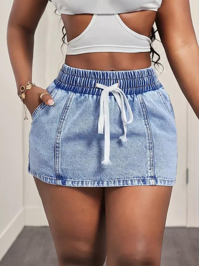 Jupes en jean pour femmes, mini-jupe trapèze à taille élastique, coupe ajustée, sexy, décontractée, 