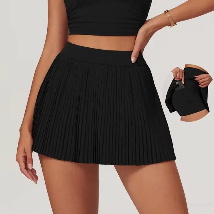 VITALINOVO Jupes de golf de tennis pour femme Taille haute avec poches Short intérieur pour jupes-sh