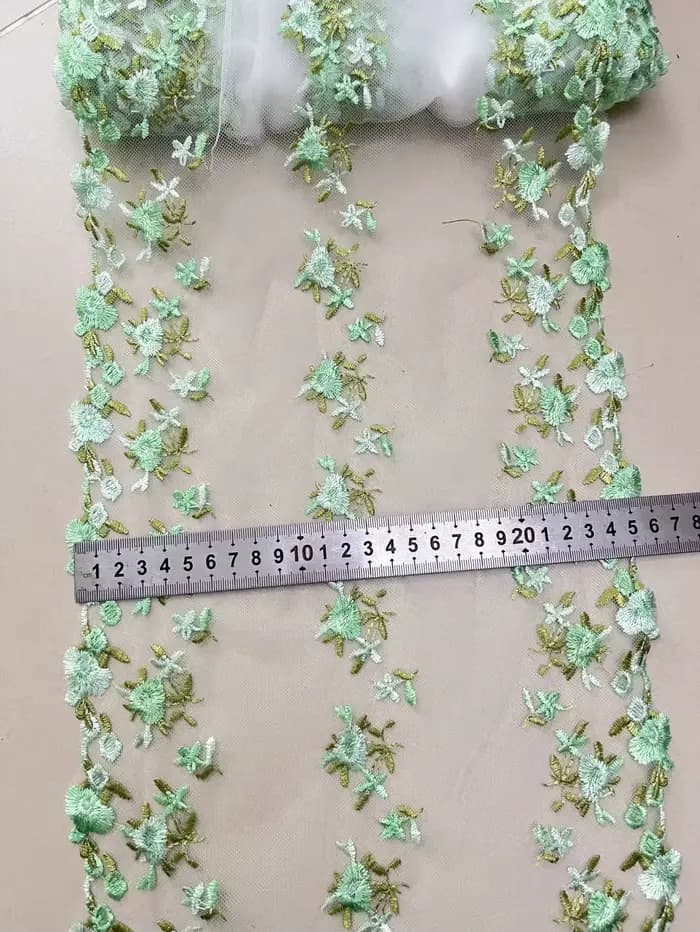 20Yards vert Floral brodé dentelle garniture jupe ourlet sous-vêtements couture artisanat bricolage 