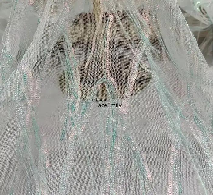 Robe Tutu en dentelle brodée à franges, vert Pastel, maille blanche, tulle pour filles, robe de mari