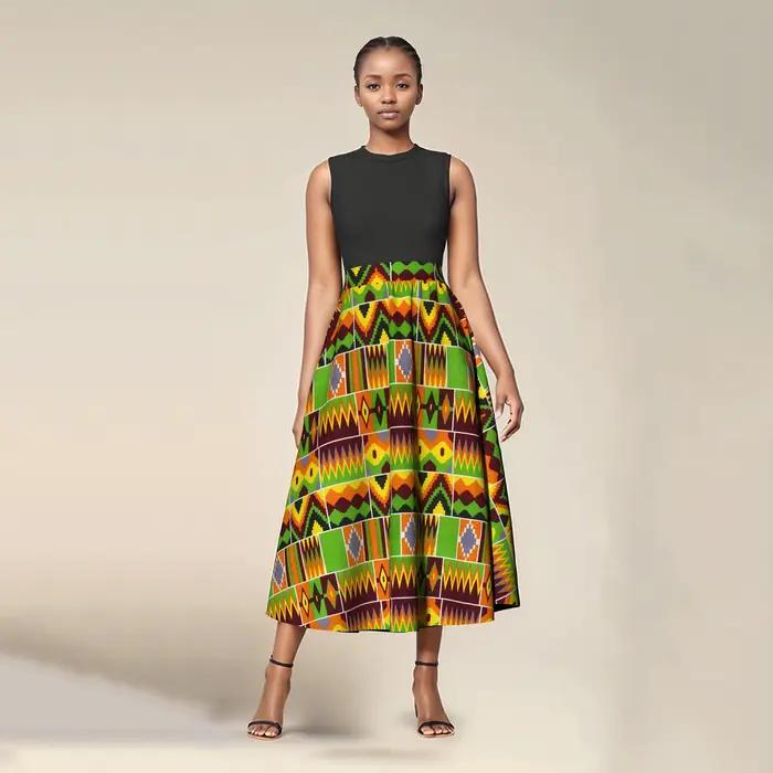 Femme longue Maxi jupe pour femmes africain Dashiki imprimé taille haute jupe dames casual tradition