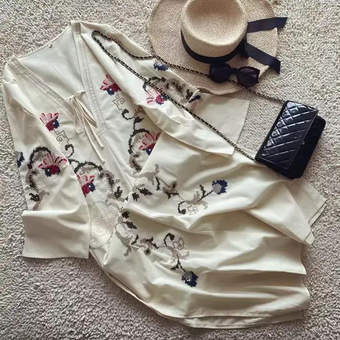 Robe midi brodée d'inspiration bohème pour femme, col en V, manches longues, robe d'été décontractée