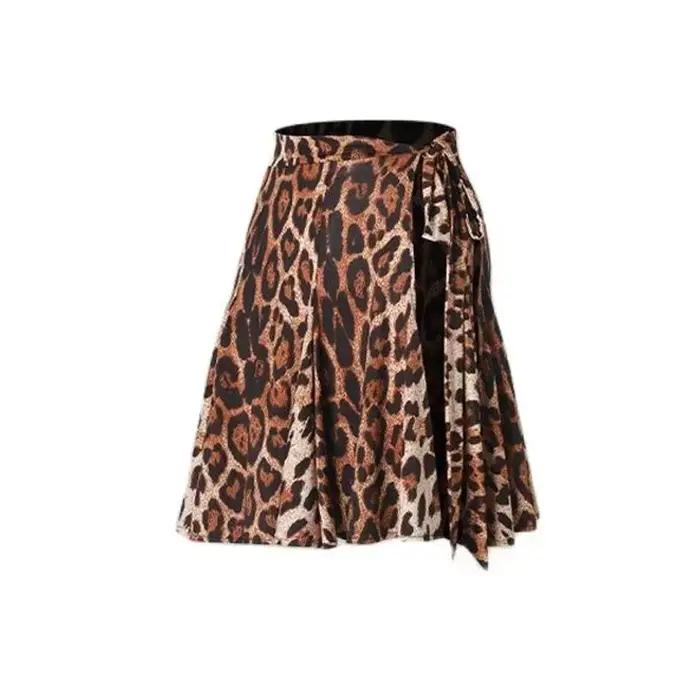 Jupe portefeuille léopard noir pour femmes, jupes de danse latine, justaucorps pour salle de bal, Sa