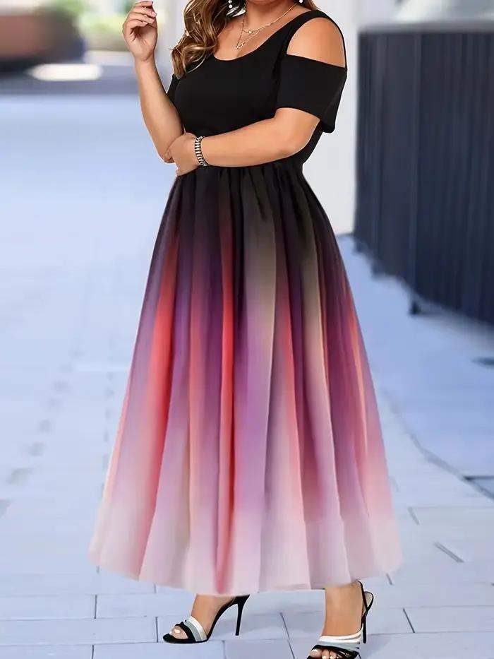 Robe longue à imprimé nickel é pour femme, robe de Rh, haut moulant, robe à manches courtes, robe as