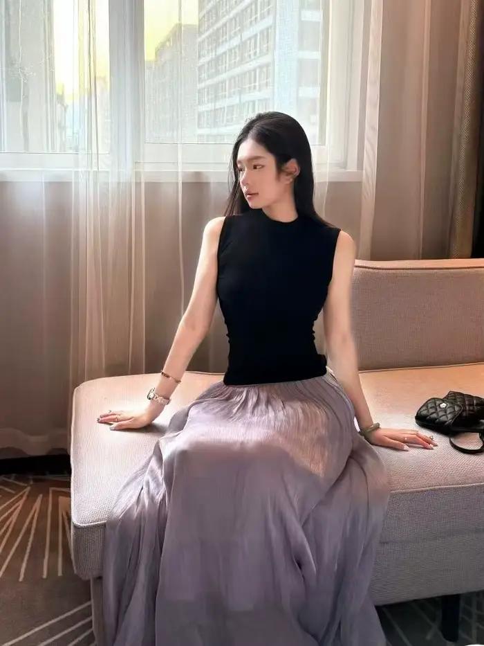 Jupe longue taille haute pour femme, nouvelle collection printemps-été 2026, coupe trapèze fine
