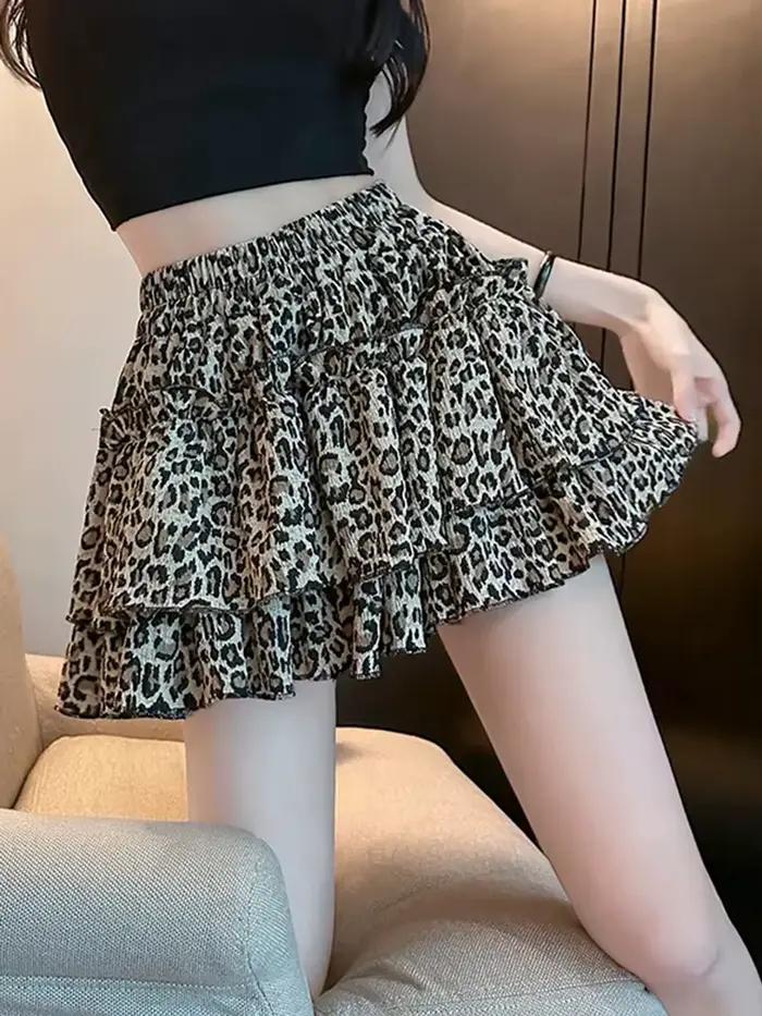 Nouvelle Mini-jupe Léopard Sexy pour Femme, Style Vintage Américain, Taille Haute, Streetwear, Rétro