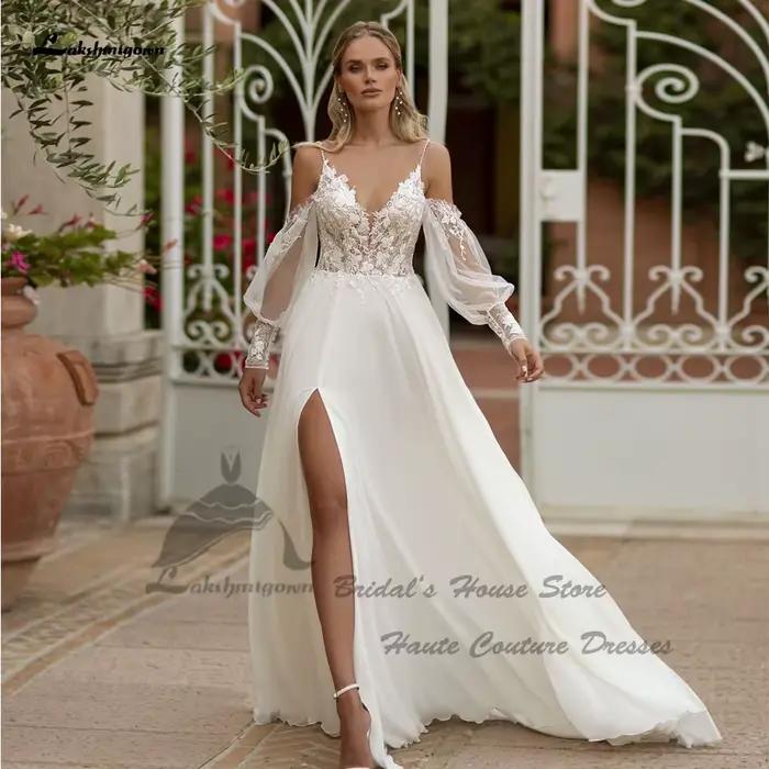 Lakshmigown gonflé à manches longues Boho robes de mariée pour les femmes 2025 personnalisé mariée p
