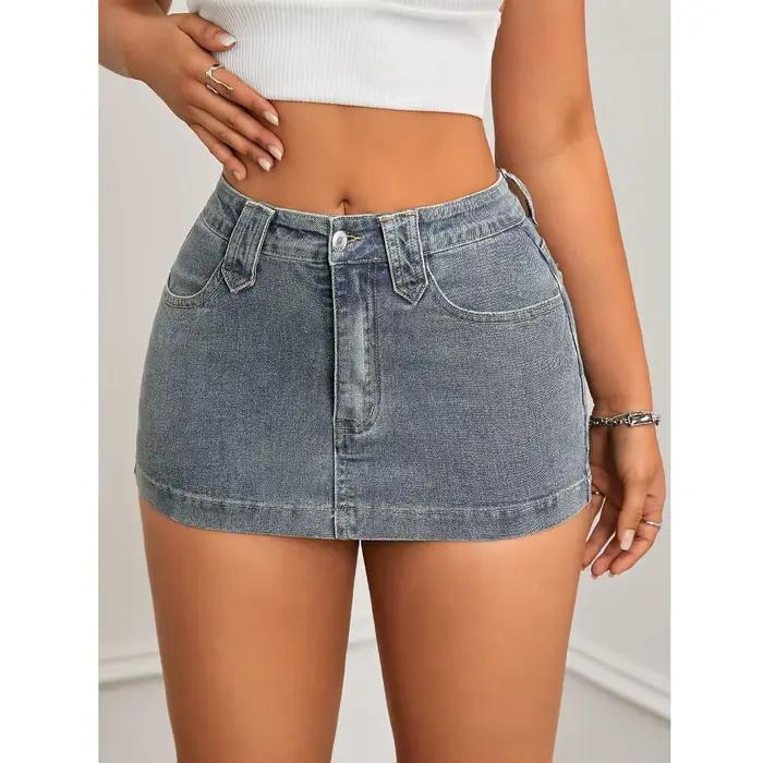 Jupes en jean d'été pour femmes, taille haute, slim, rétro, mini-jupe en jean moulante