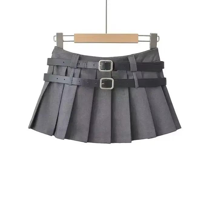 Jupe Trapèze Grise Imbibée pour Femme, Taille Haute, Amincissante, pour le Corps en Forme de Poire, 