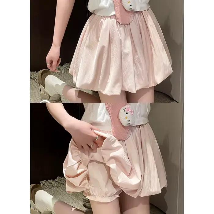Mini jupe trapèze taille haute pour femmes, jupe d'été amincissante avec short intégré pour Petite, 