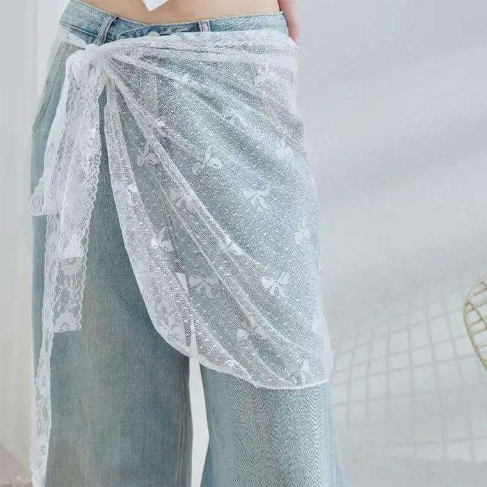 Jupe superposée en dentelle au Design Floral, légère et confortable, jupes portefeuille, Style Stree