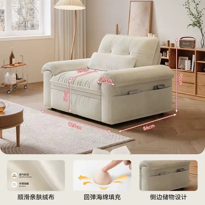 Canapé-lit de luxe minimaliste pliable, style crème, pour appartement, salon, multifonctionnel, mobi