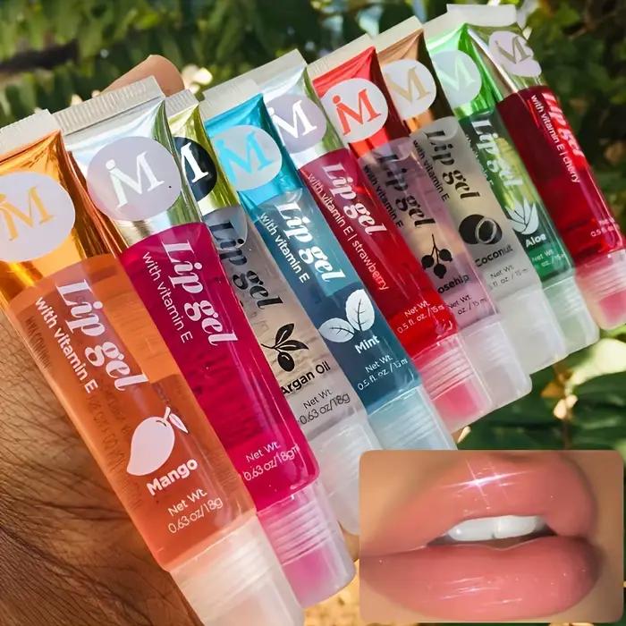 6 pièces/ensemble, brillant à lèvres transparent hydratant, VE, églantier, argan, hongole poivrée, s