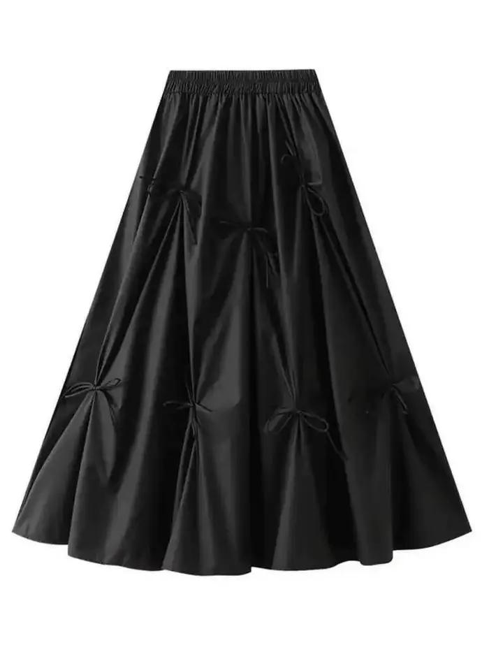 UCXQ élégant mode jupe fée Style tout Match Patchwork nœud taille haute Vintage parapluie jupe femme