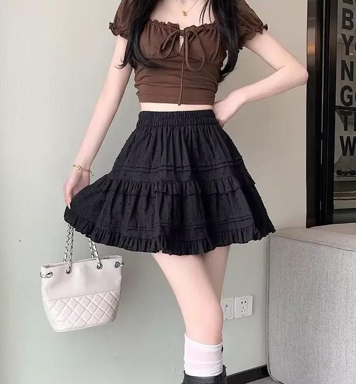 Mini-jupes plissées blanches taille haute Kawaii pour femmes, jupe trapèze slim d'été Y2K, jupes éva