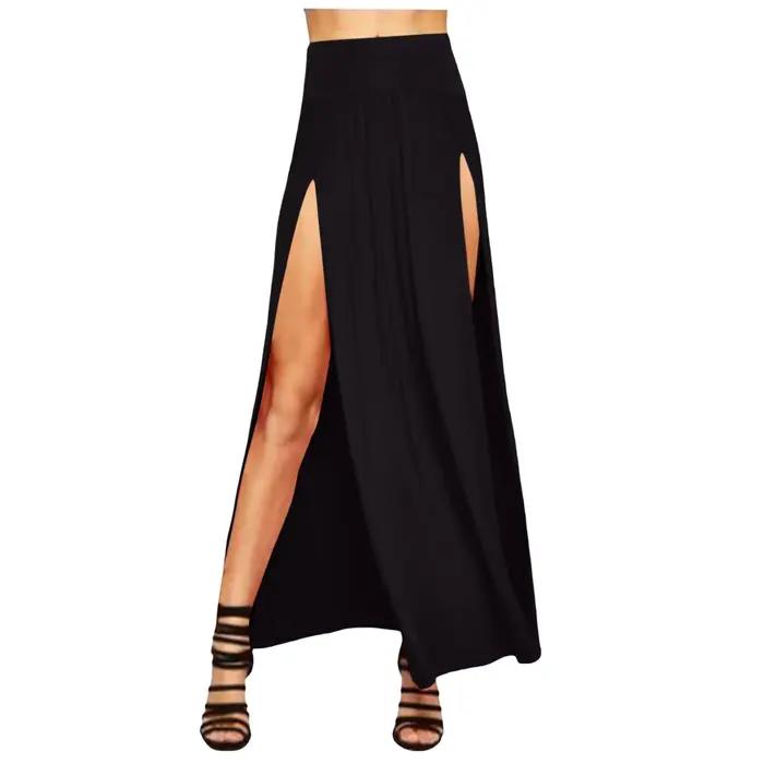 Jupes pour femmes femmes Double fente Maxi jupe longue dames plaine basique deux côtés fente 4 22 ju