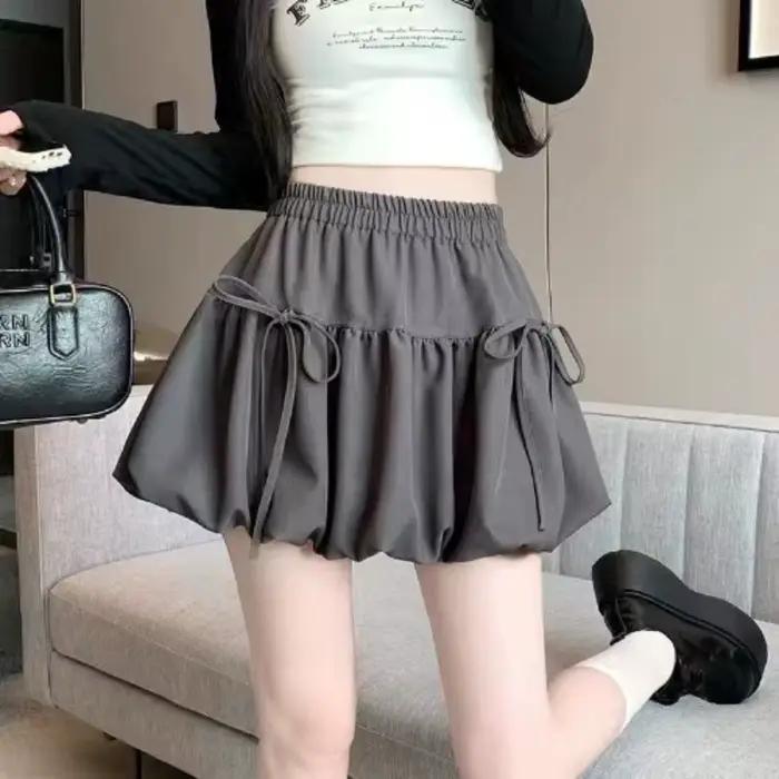 Zjaiss 2026 – Nouvelle jupe mini plissée style ballet avec nœud, taille haute élastique et effet bal