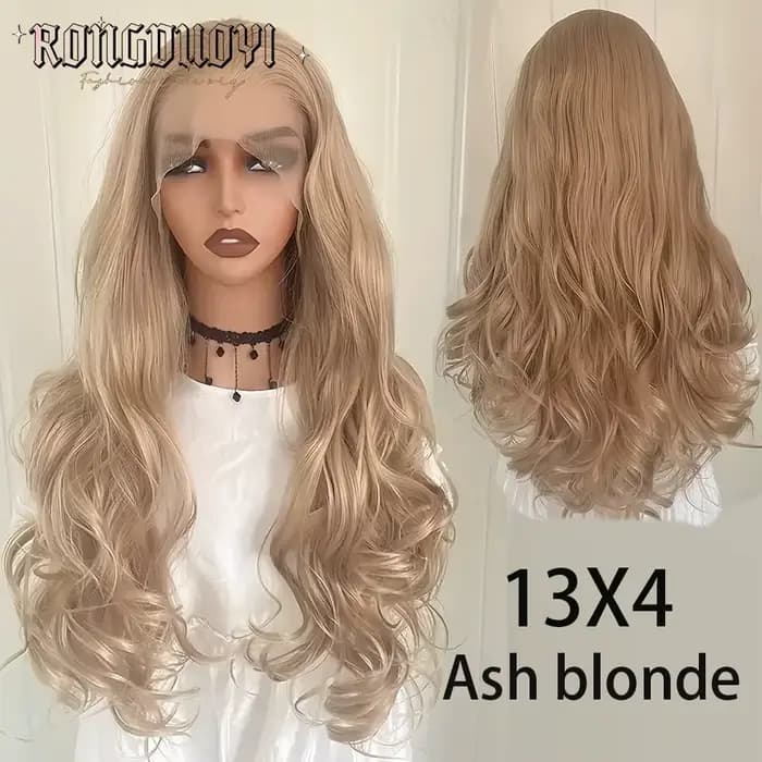 Perruque Lace Front Wig ondulée naturelle blonde agaçante pour femme, cheveux synthétiques, cheveux 