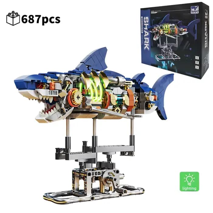 Blocs de construction mécaniques d'animaux marins, bricolage, baleine mobile, poulpe, Manta, requin,