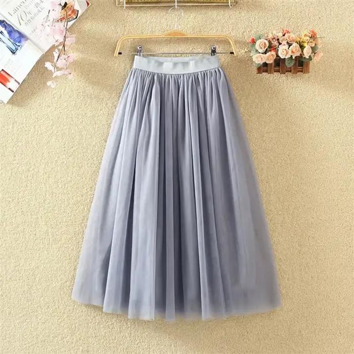 Jupe Vintage en Tulle pour Femme, Style Streetwear, Taille Haute Élastique, Plissée en Maille, Éléga
